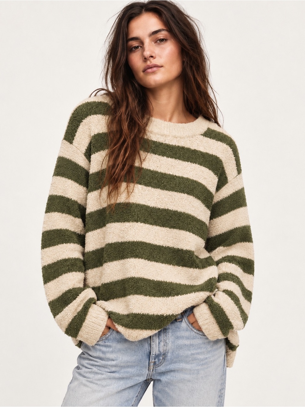 Altar’d State Striped Textured Pullover Sweater